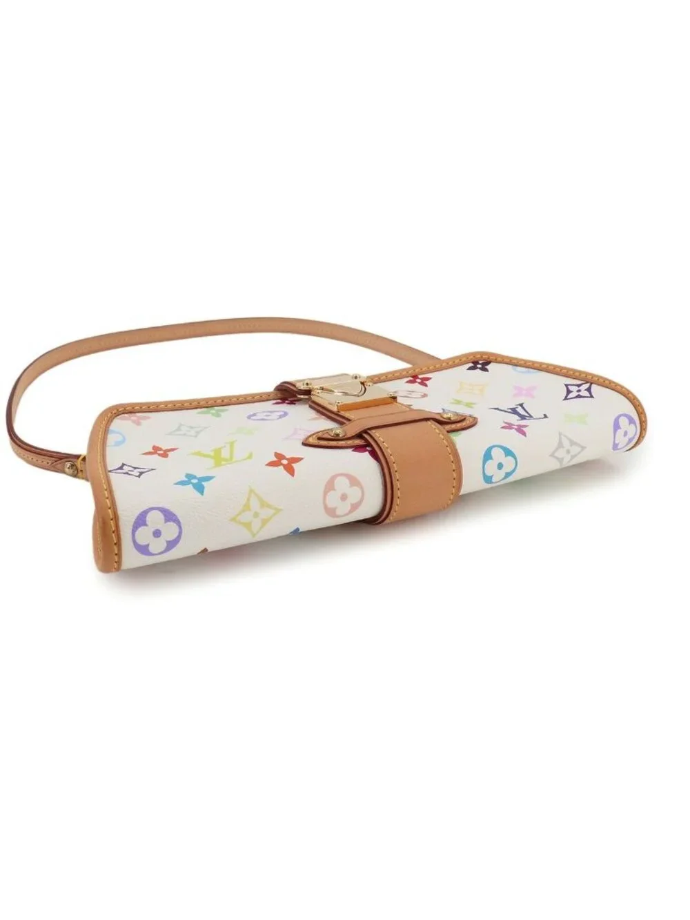 Louis Vuitton Monogram Multicolor Charlie 2-Way Shoulder Clutch Blanc